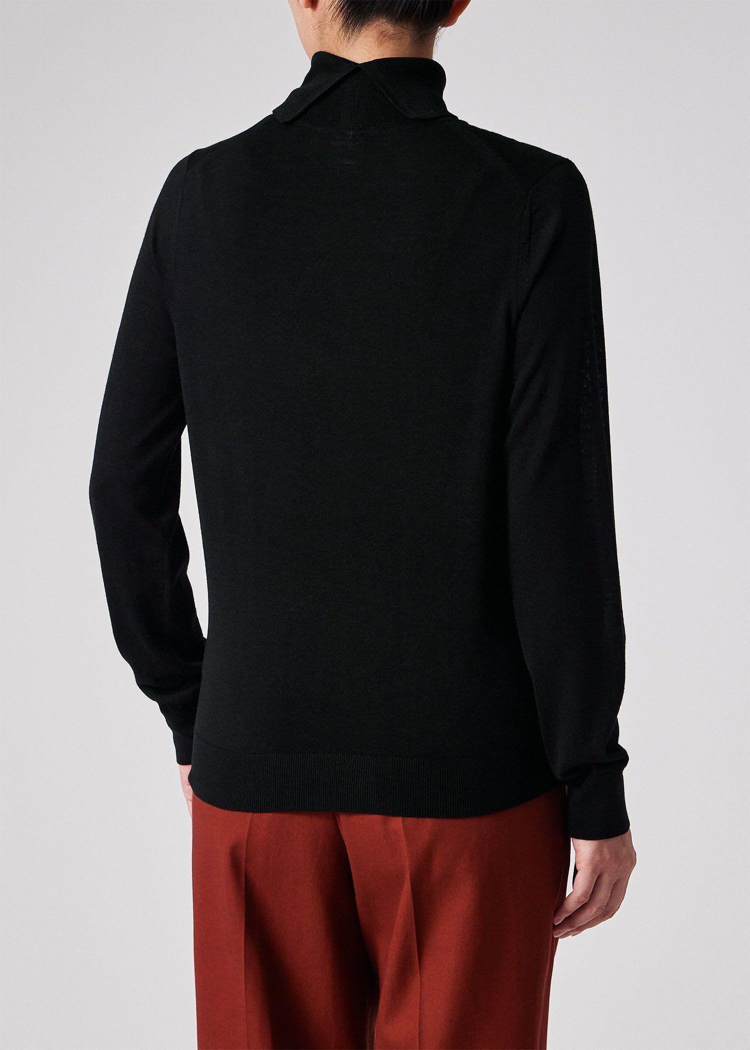 ウィメンズ ドレープウール ストライプ タートルネック ニット