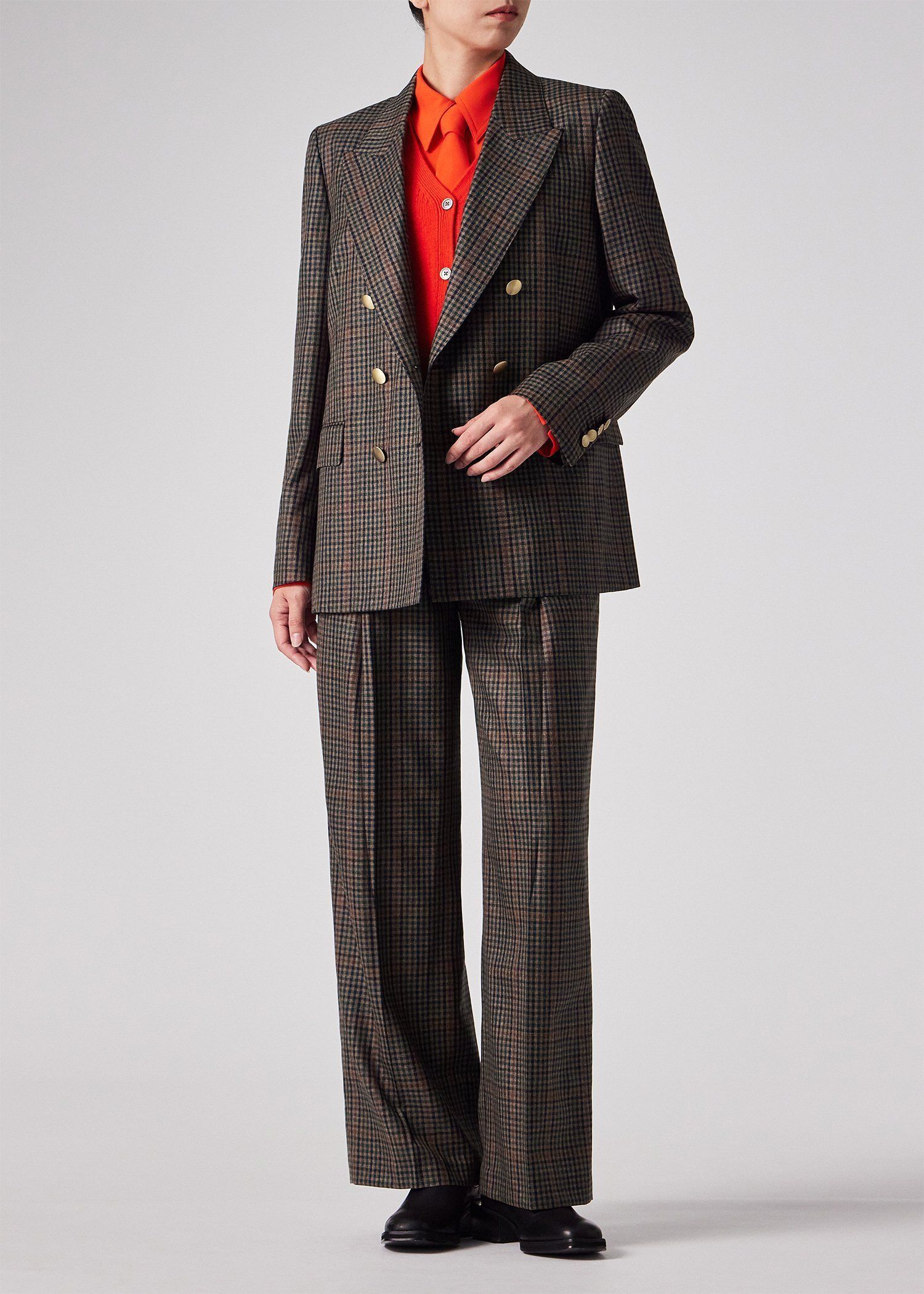 ウィメンズ クラシックガンクラブチェック ワイドタックパンツ