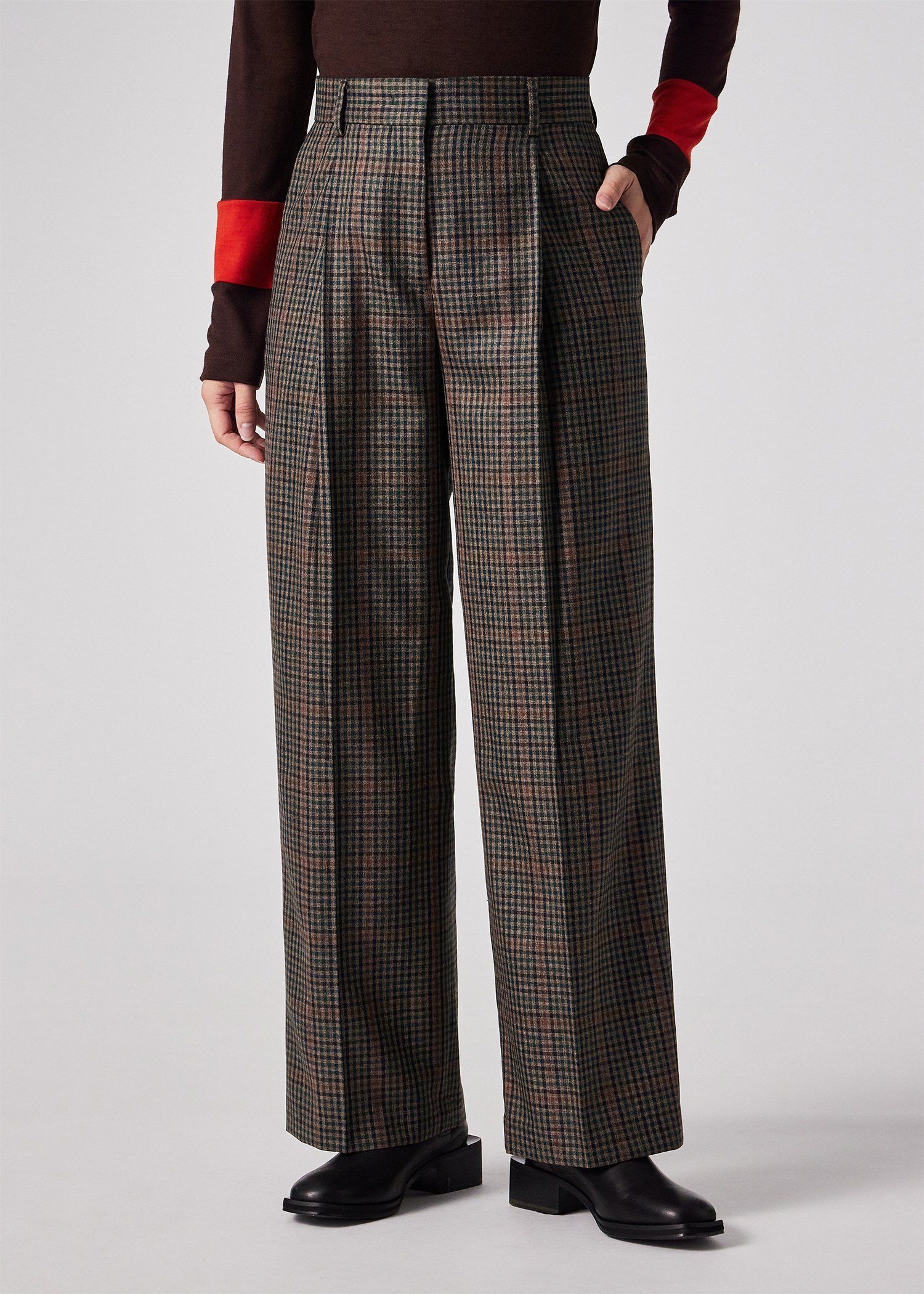 ウィメンズ クラシックガンクラブチェック ワイドタックパンツ