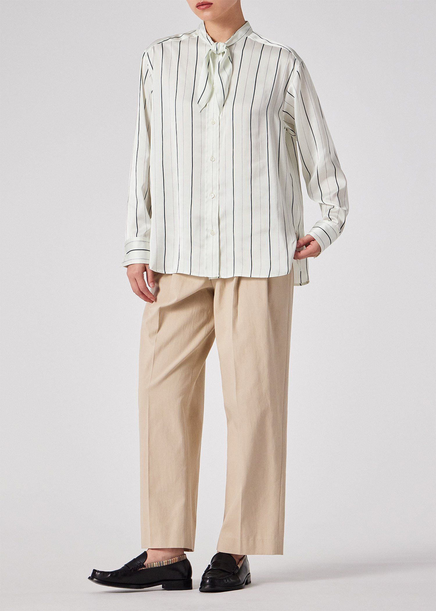 ウィメンズ サテンストライプ ブラウス