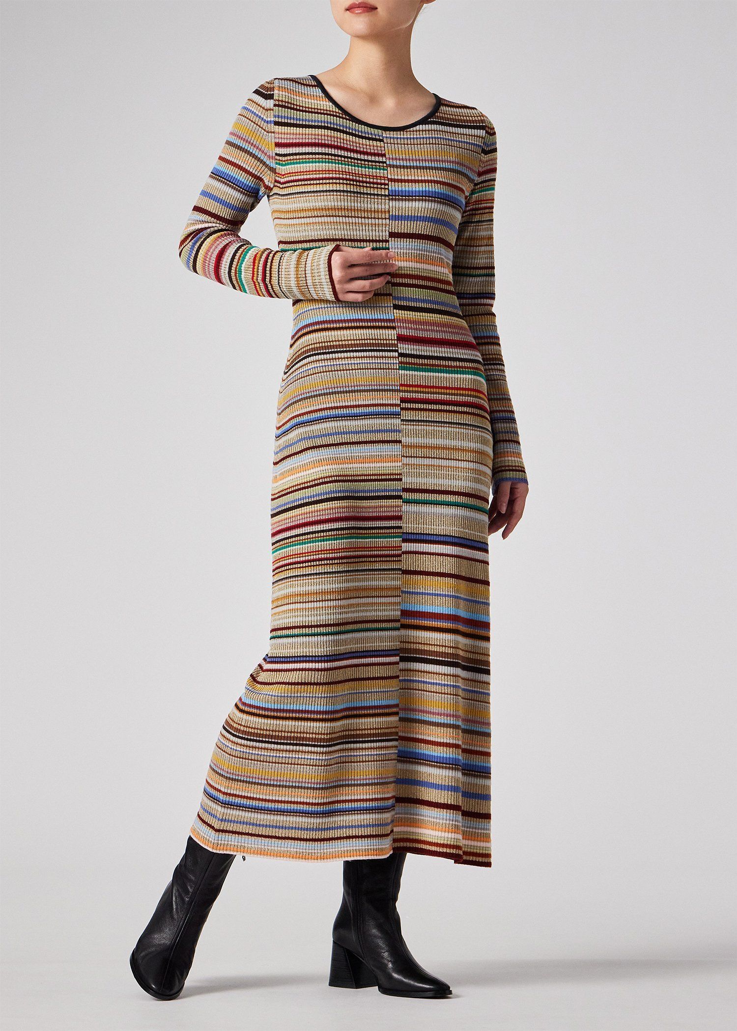 ウィメンズ "Signature Stripe" グリッターニットワンピース