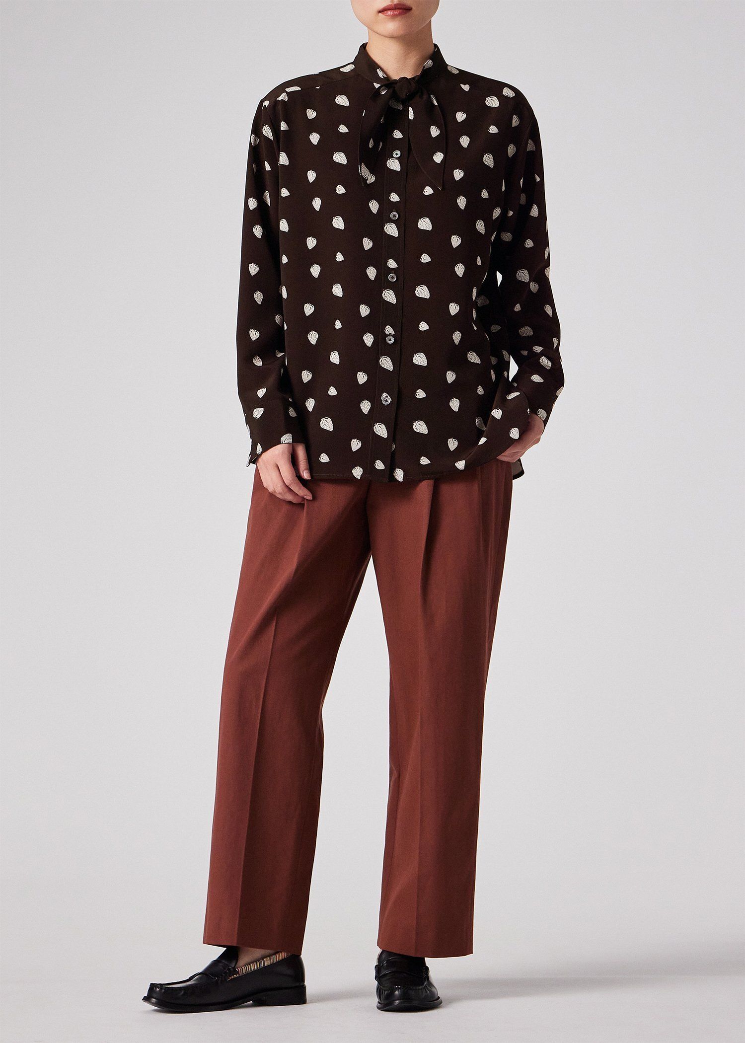 ウィメンズ "Graphic Strawberry" ボウタイ ブラウス