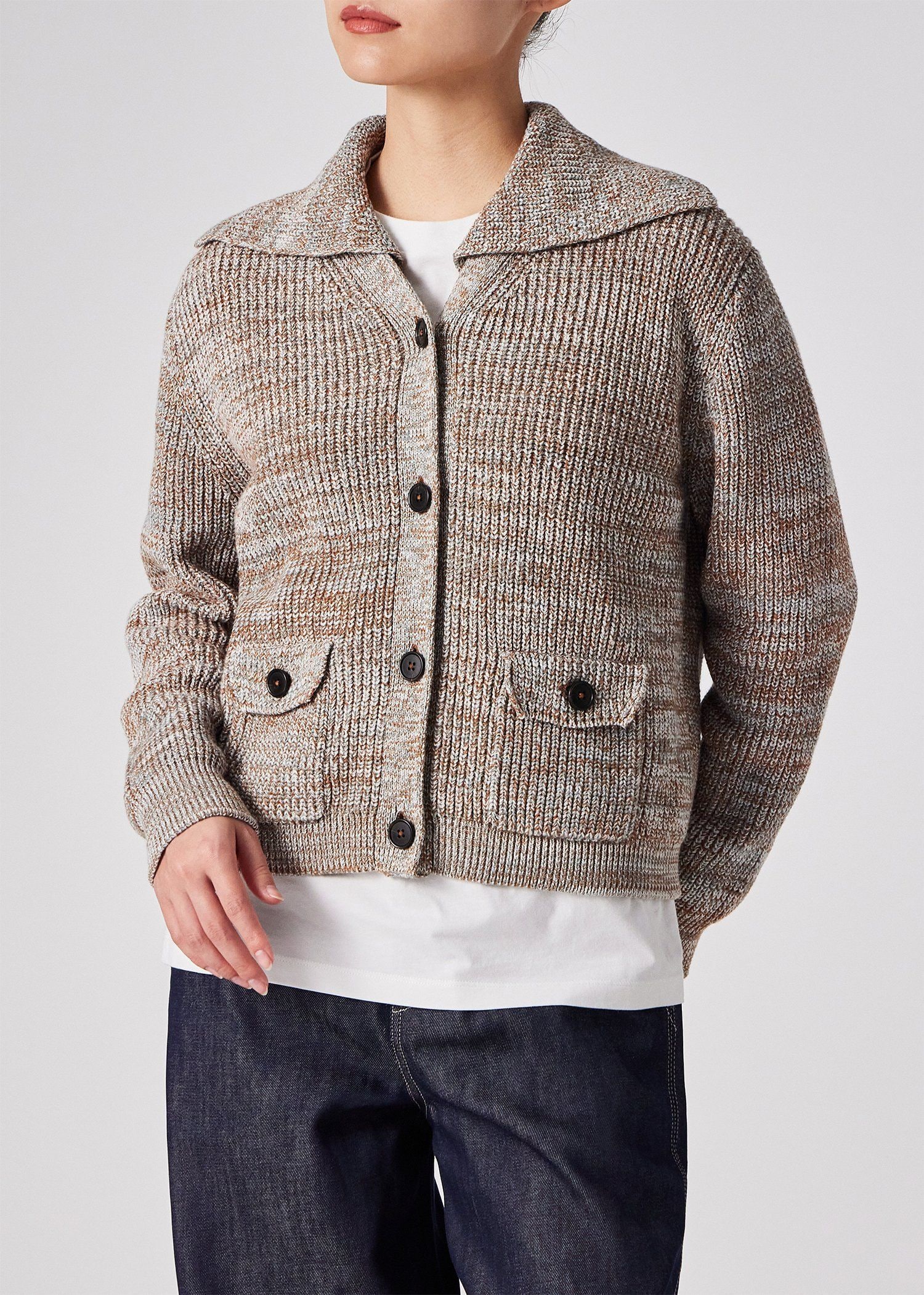 ウィメンズ ビッグカラー カーディガン（ベージュ） ｜ポール・スミス