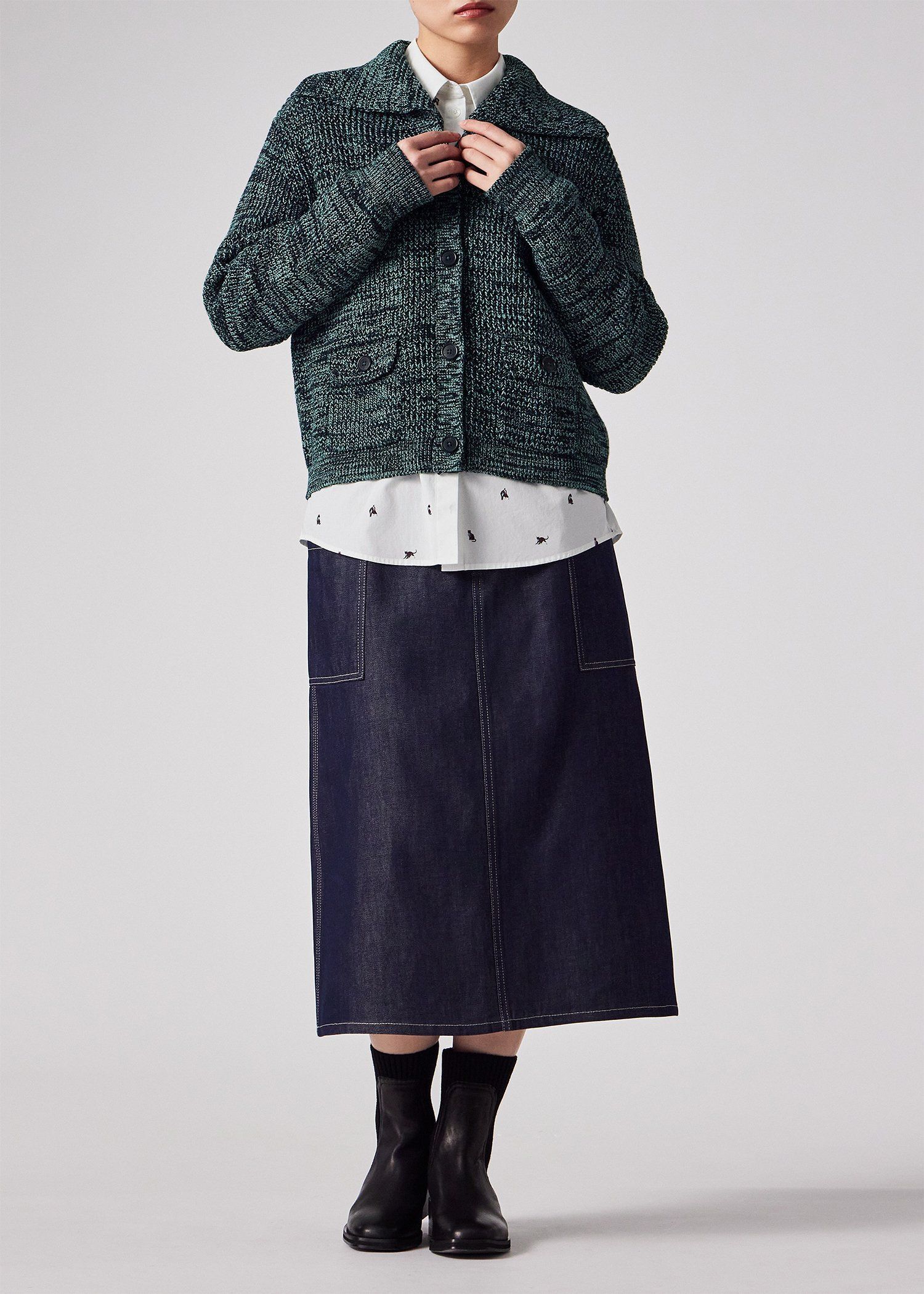 ウィメンズ ビッグカラー カーディガン（ティール） ｜ポール・スミス