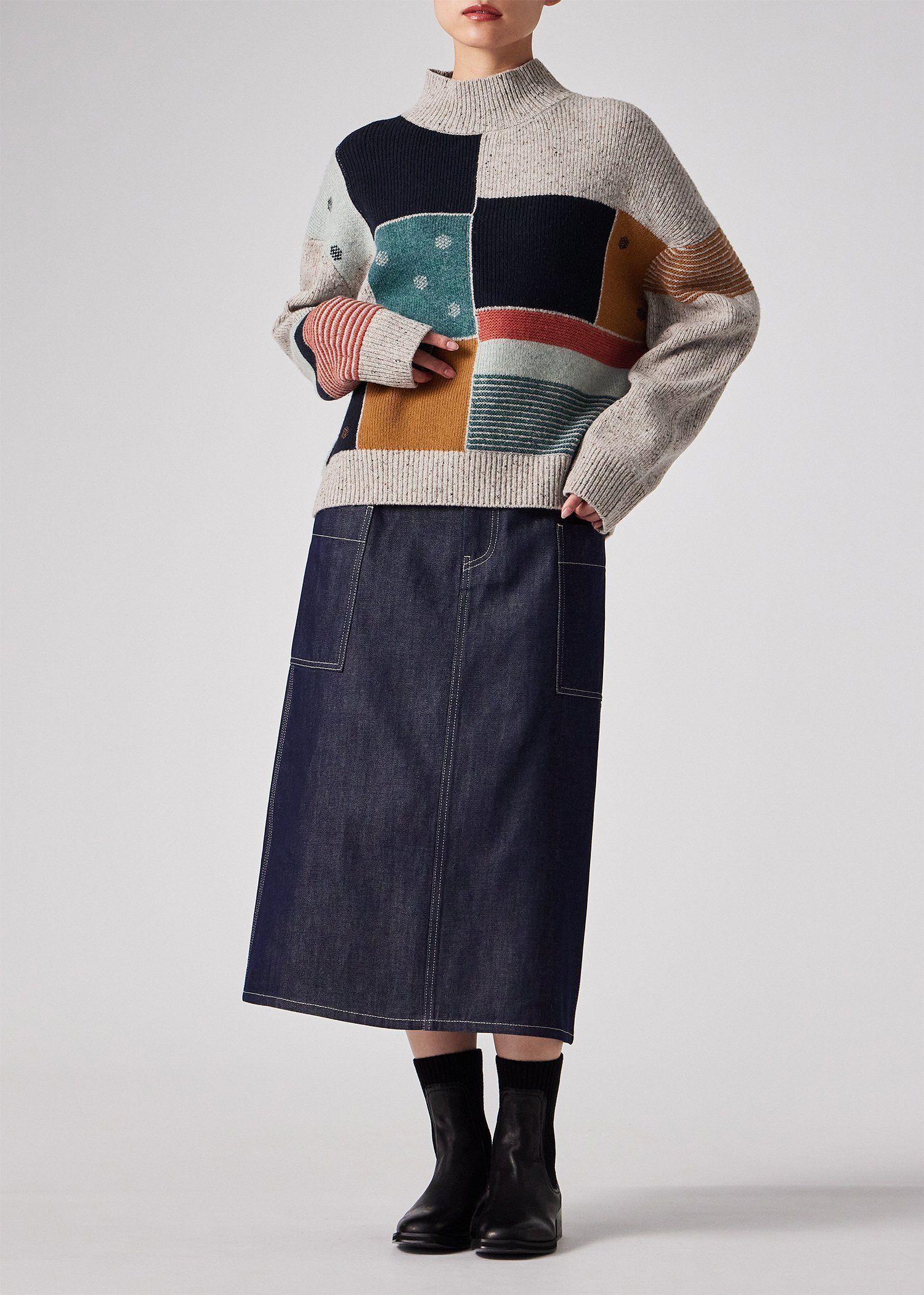 ウィメンズ "Dice" パッチワーク ニット