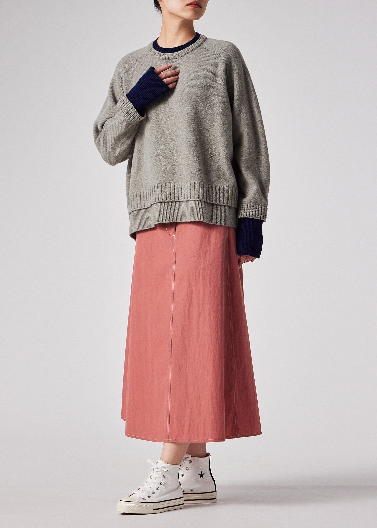 ウィメンズ レイヤードディテール ニット（グレー） ｜ポール・スミス