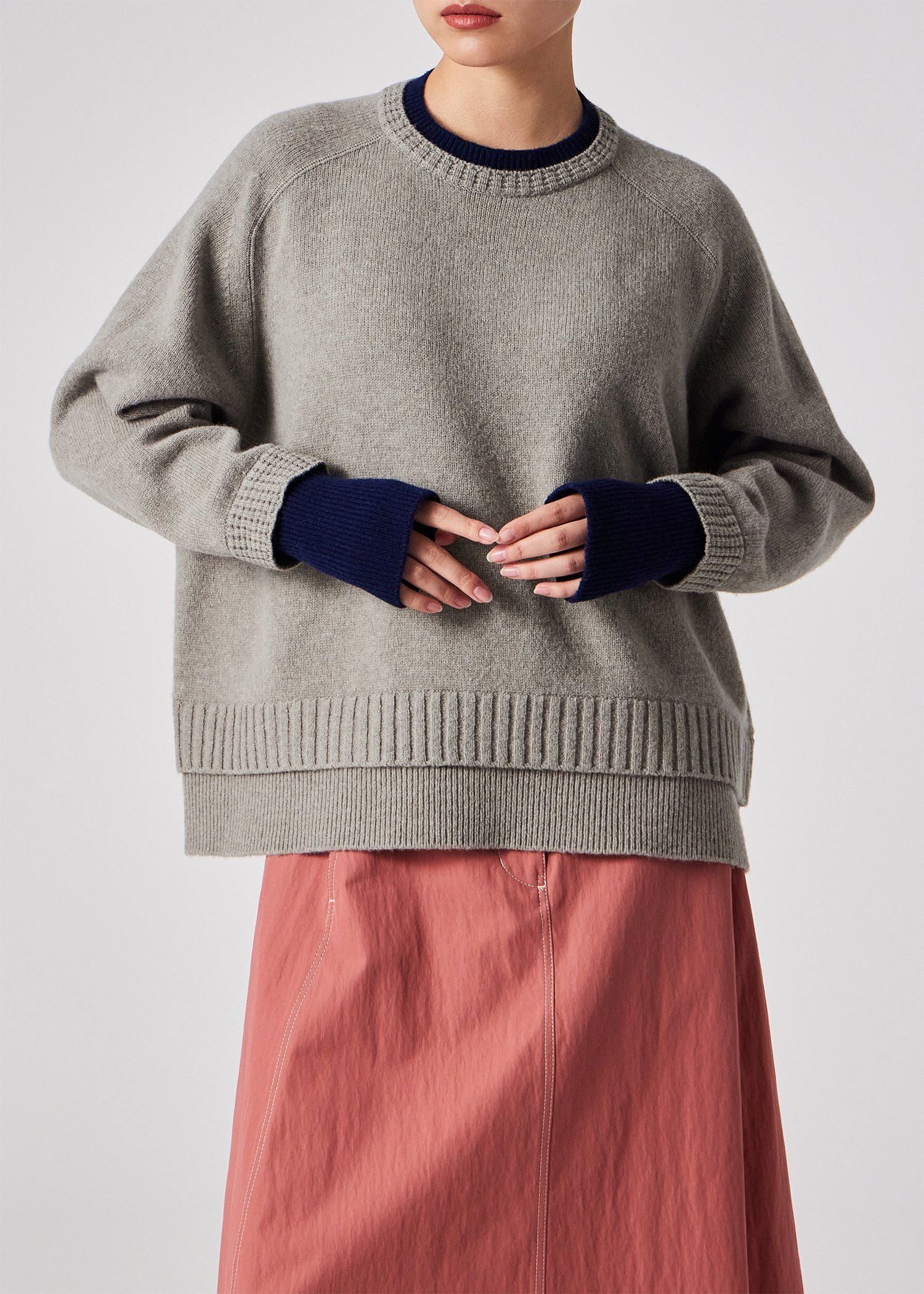 ウィメンズ レイヤードディテール ニット（グレー） ｜ポール・スミス