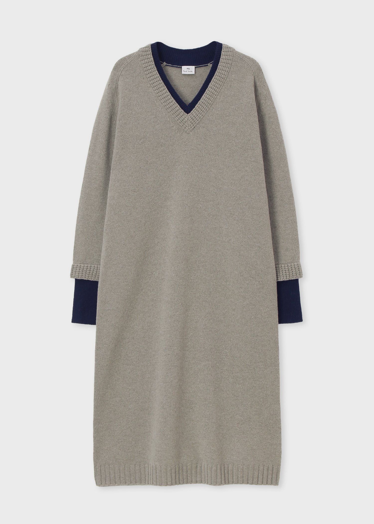 ウィメンズ レイヤードディテール ニットワンピース（グレー