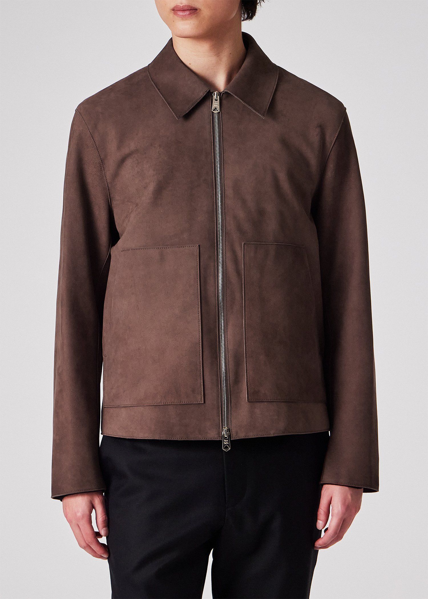 ヌバックレザー ジップアップブルゾン