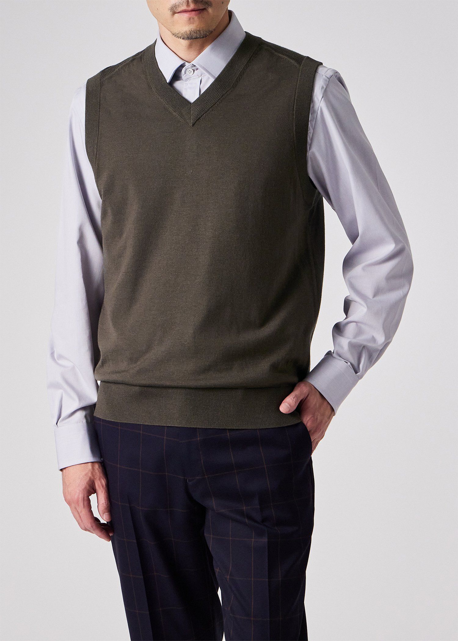 ハイゲージ Vネックニットベスト