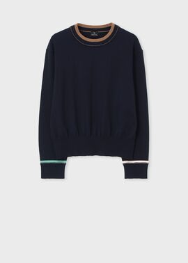 ウィメンズ アクセントカラー クルーネックニット