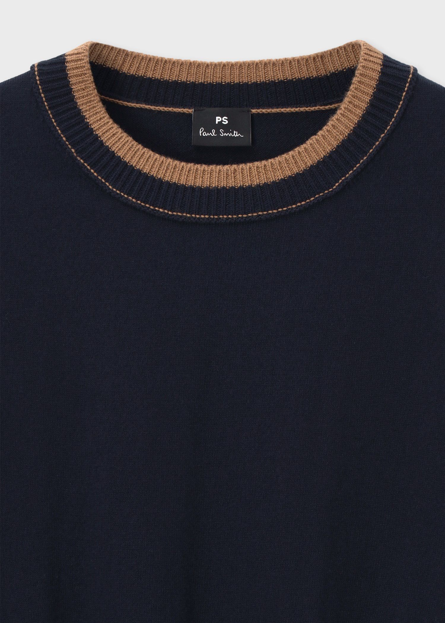 ウィメンズ アクセントカラー クルーネックニット（ネイビー