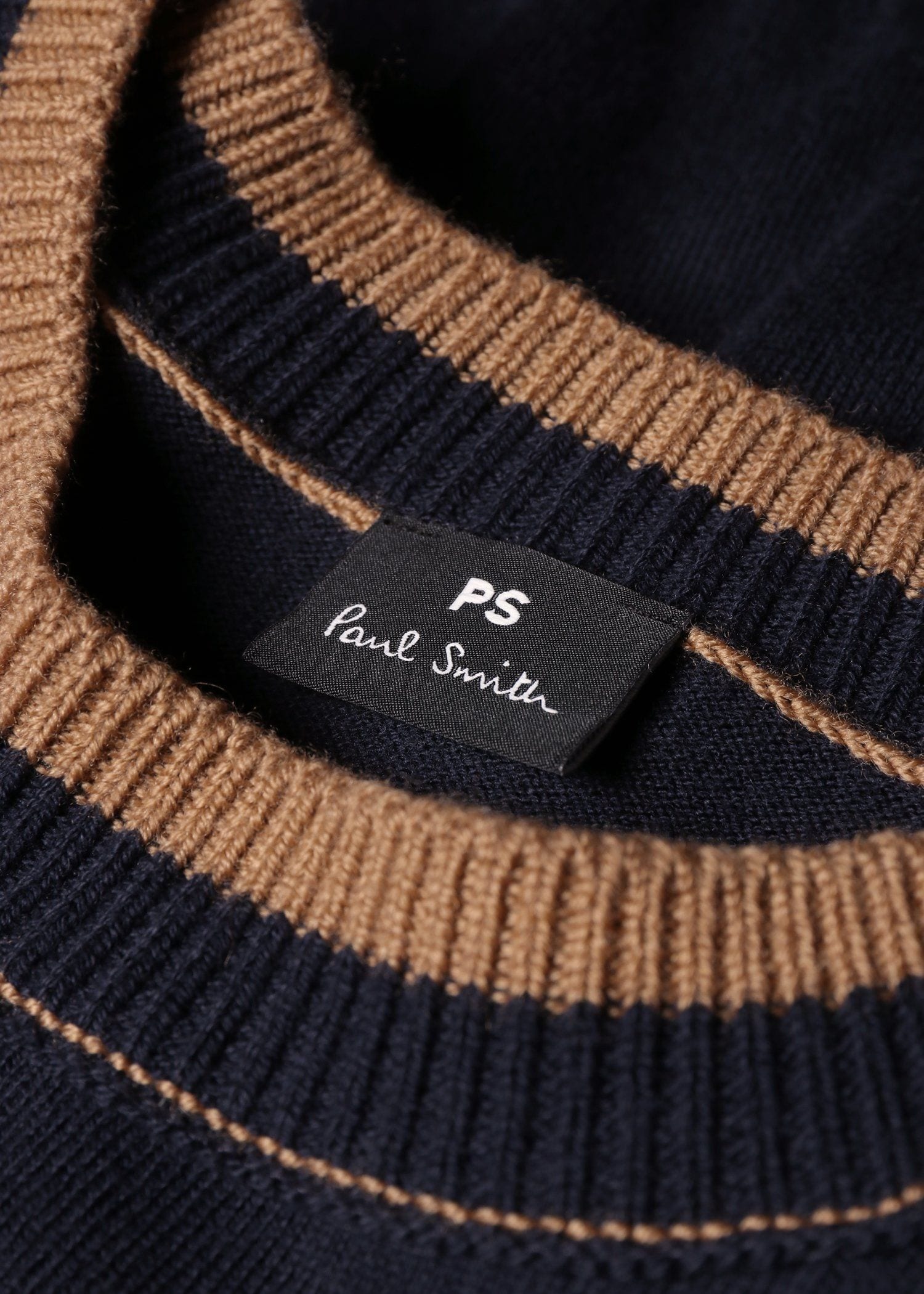 ウィメンズ アクセントカラー クルーネックニット（ネイビー