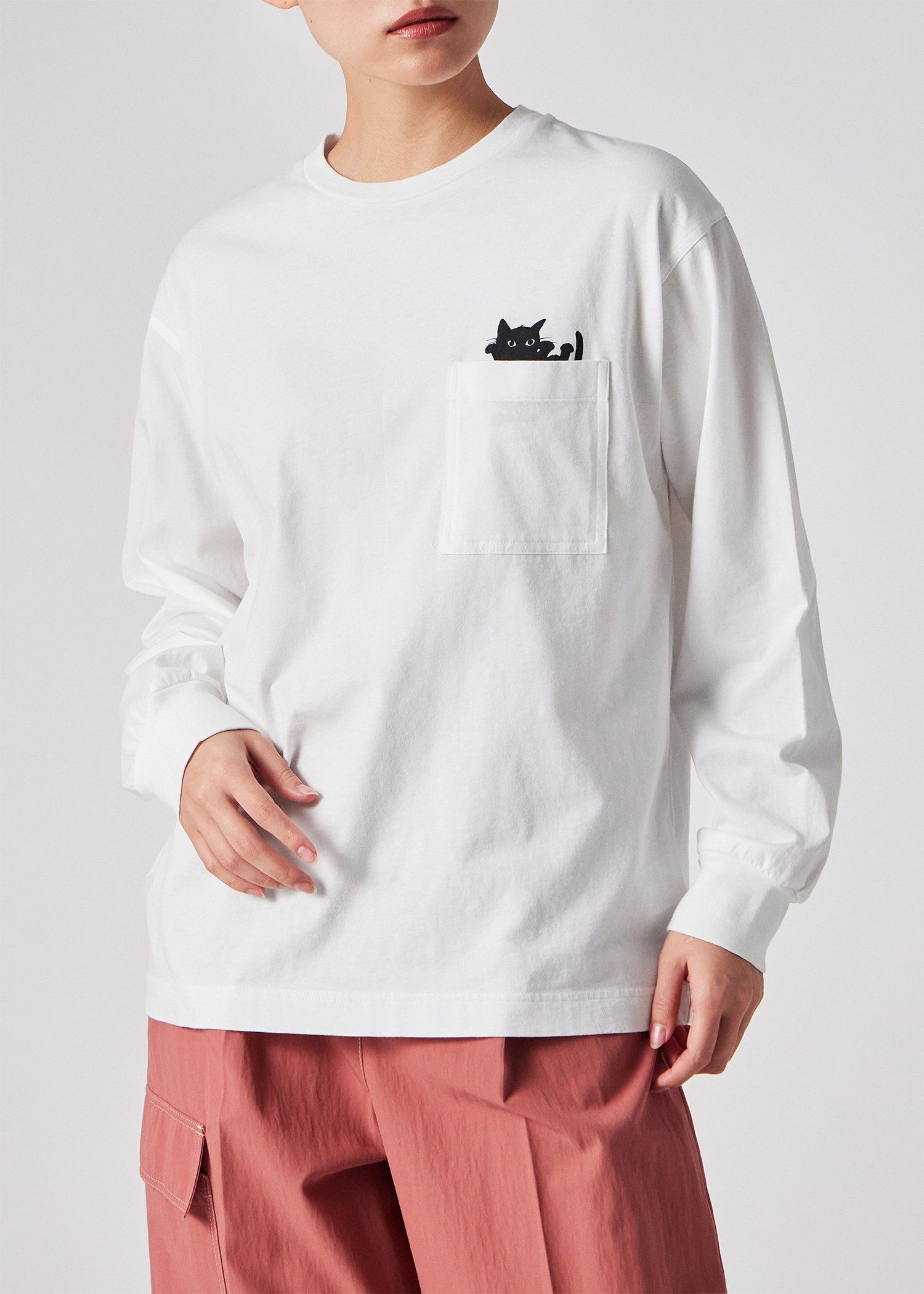 ウィメンズ キャット プリント 長袖Tシャツ