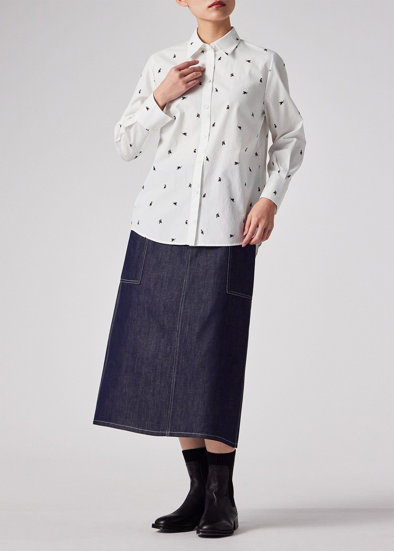 ウィメンズ "Ditsy Cat" コットン シャツ