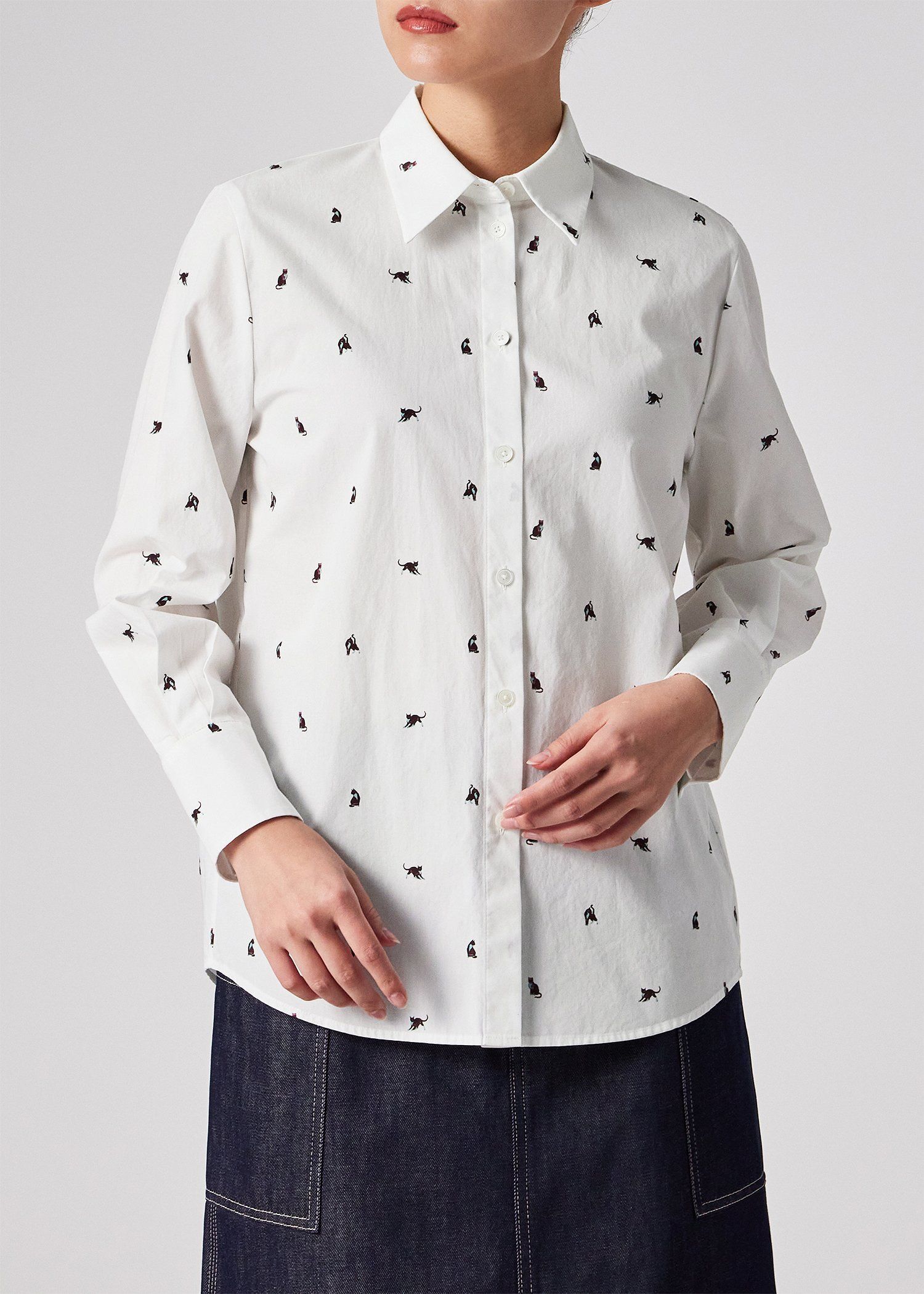 ウィメンズ "Ditsy Cat" コットン シャツ