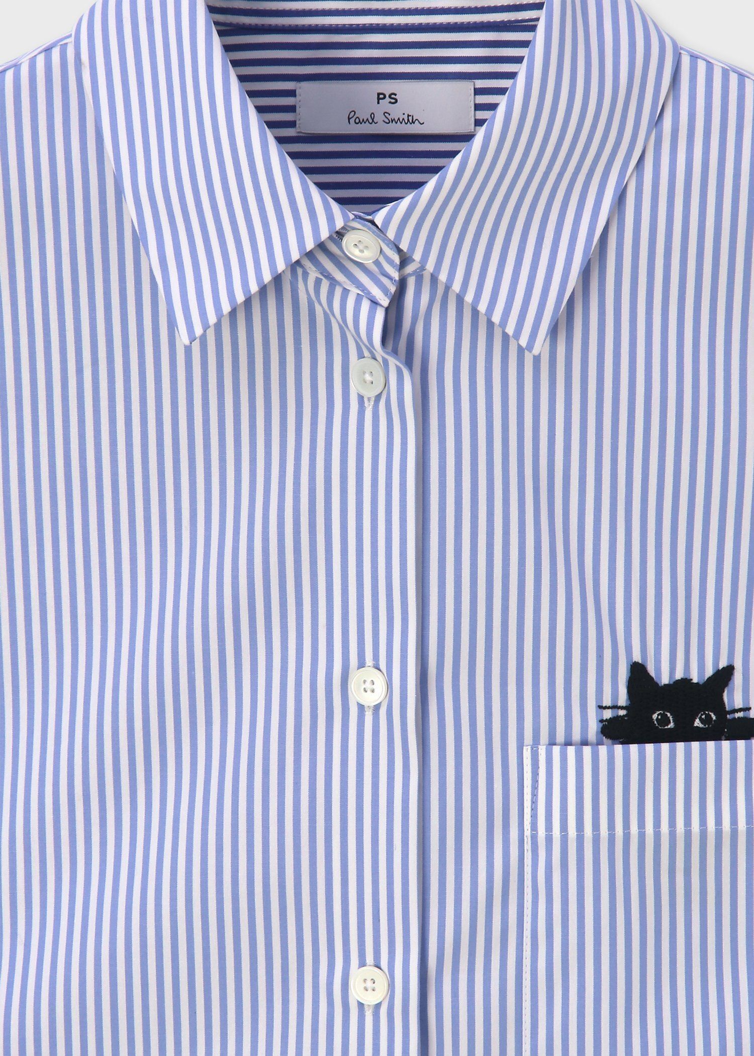 ウィメンズ キャットエンブロイダリーシャツ（ライトブルー） ｜ポール