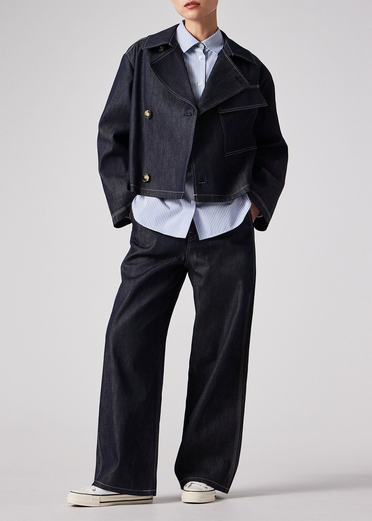 ウィメンズ コントラストステッチ デニムジャケット