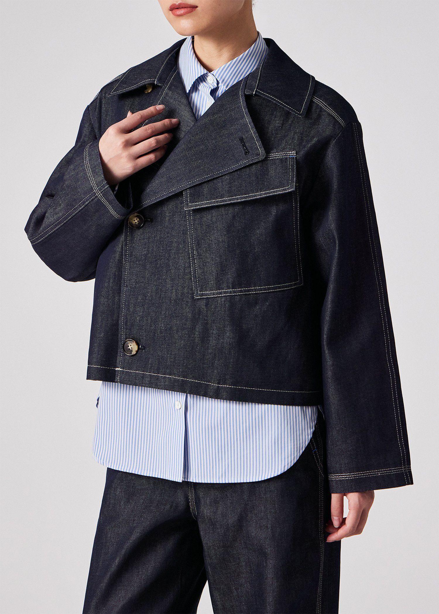 ウィメンズ コントラストステッチ デニムジャケット