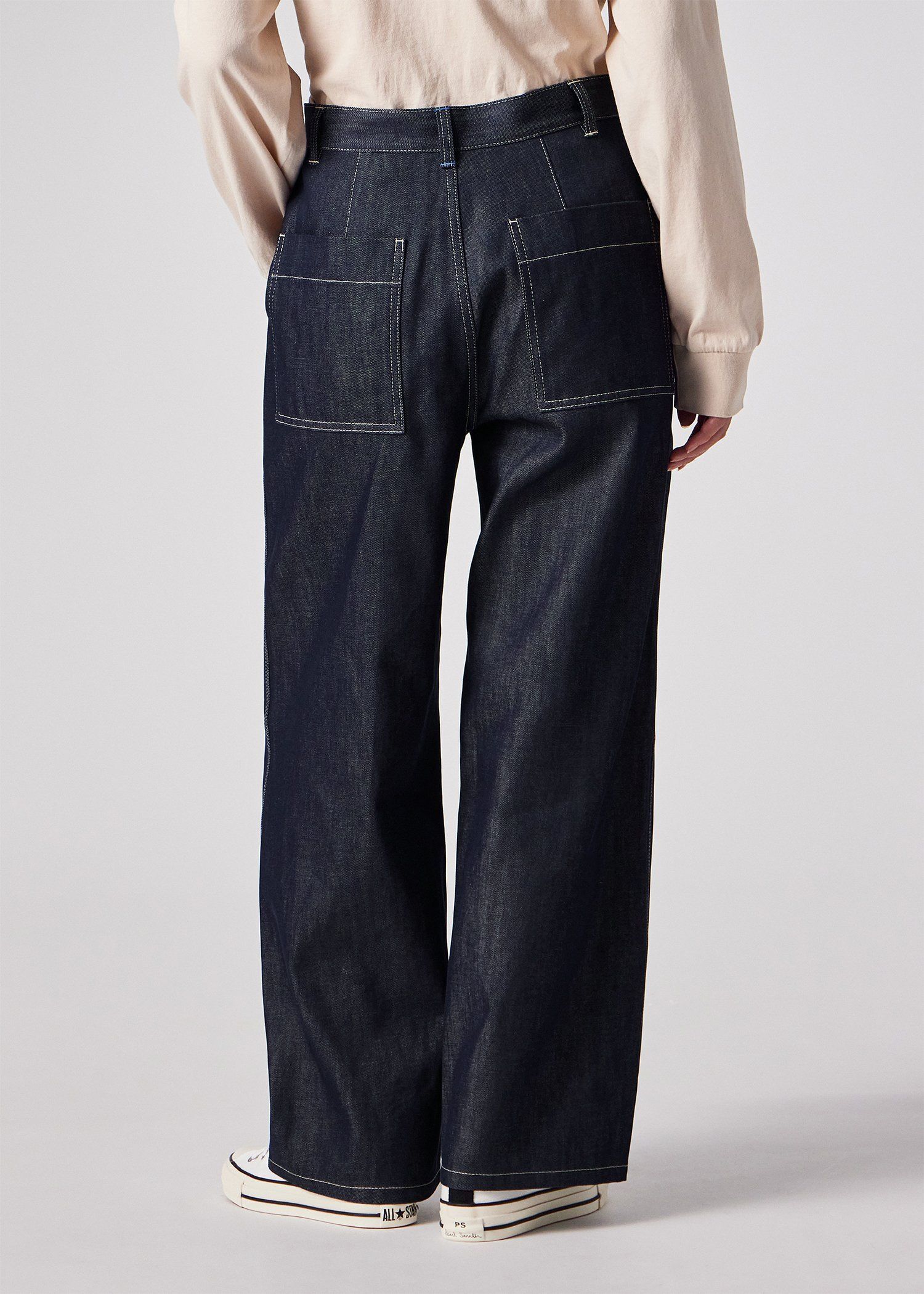 ウィメンズ コントラストステッチ デニムトラウザーズ