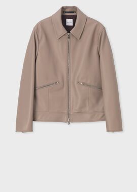 ポールスミス　パリコレ　レザーウールジップコンビブルゾン　ベージュ　S ポールスミス パリコレ レザーウールジップコンビブルゾン ベージュ S