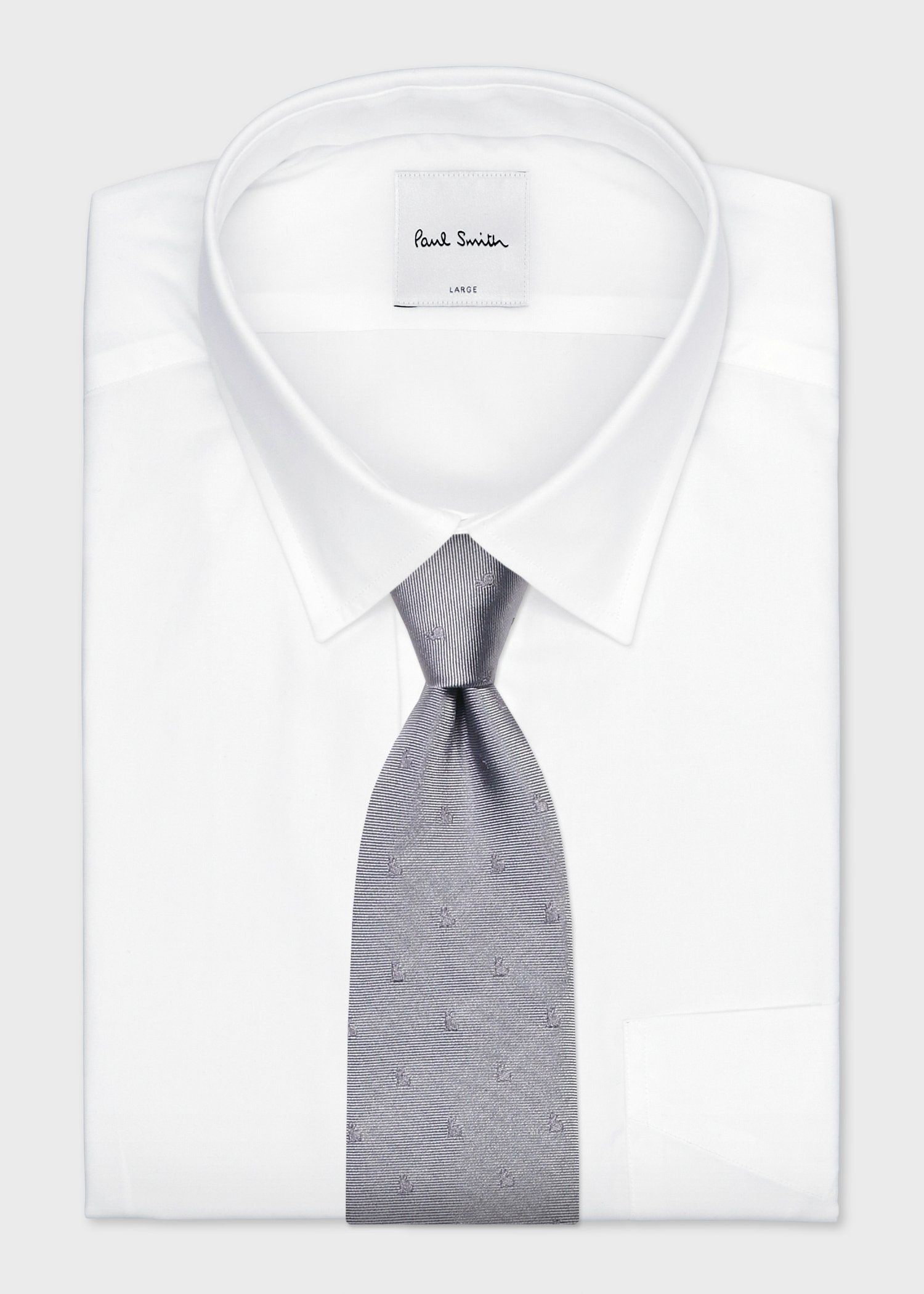 ꧁新品未使用꧂ ポールスミス ネクタイ ナロータイ ウサギ シルバー フォーマル Rabbit Silhouette