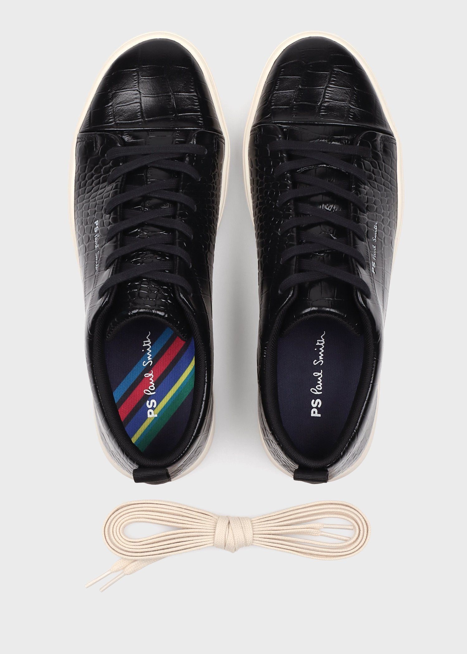 "Lee" クロコエンボス レザースニーカー