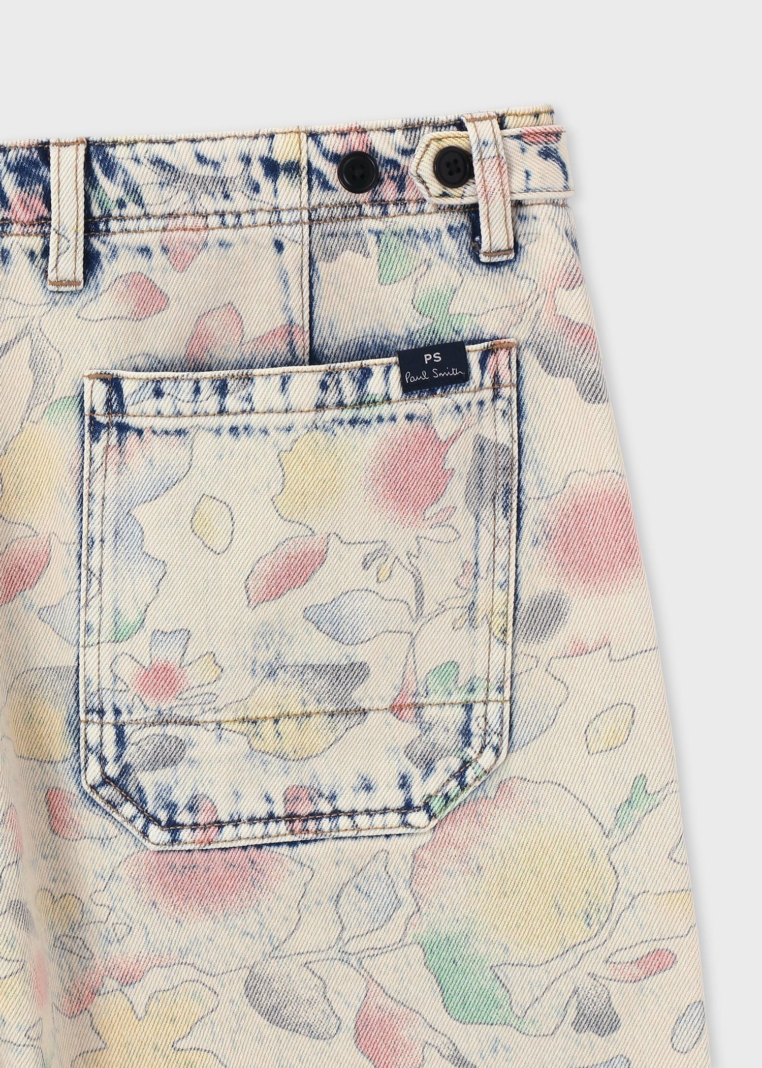 "Bleach Denim Floral" デニムショーツ