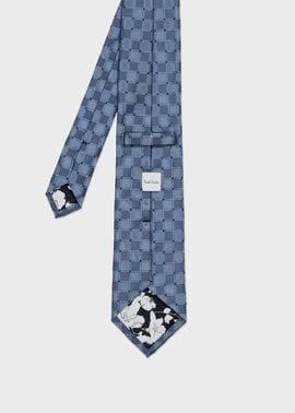 ウィンドウチェックの3点セット チェック&ドット コンビネーション タイ（サックスブルー） ｜ポール