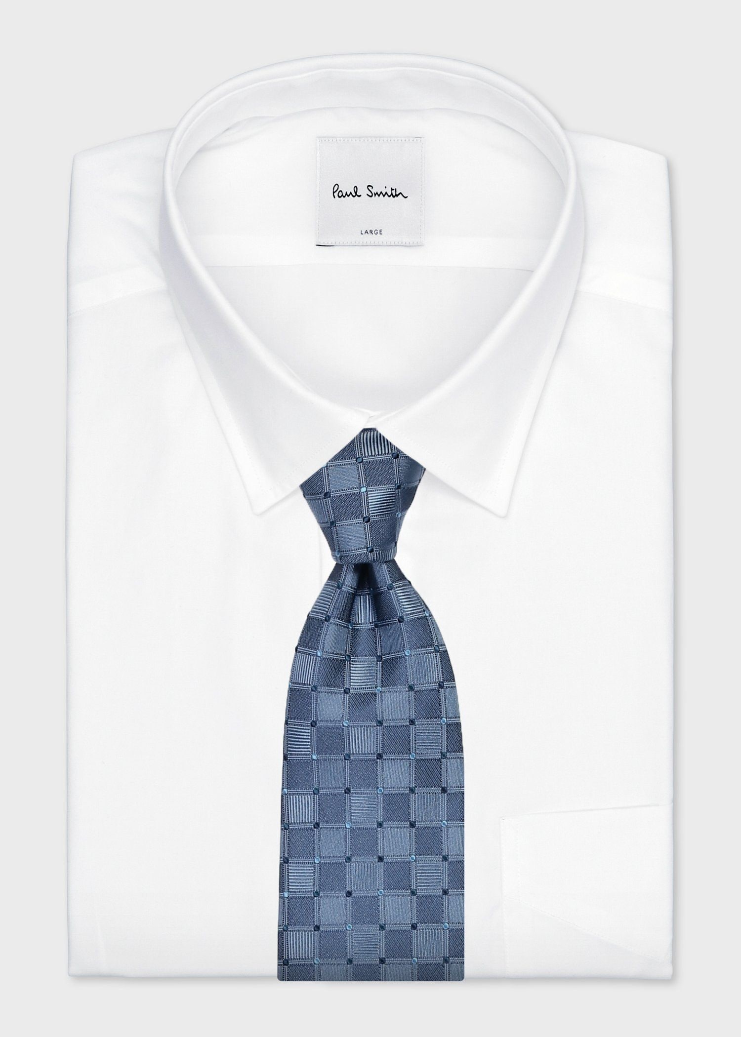 チェック&ドット コンビネーション タイ（サックスブルー） ｜ポール