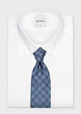 チェック&ドット コンビネーション タイ（サックスブルー） ｜ポール