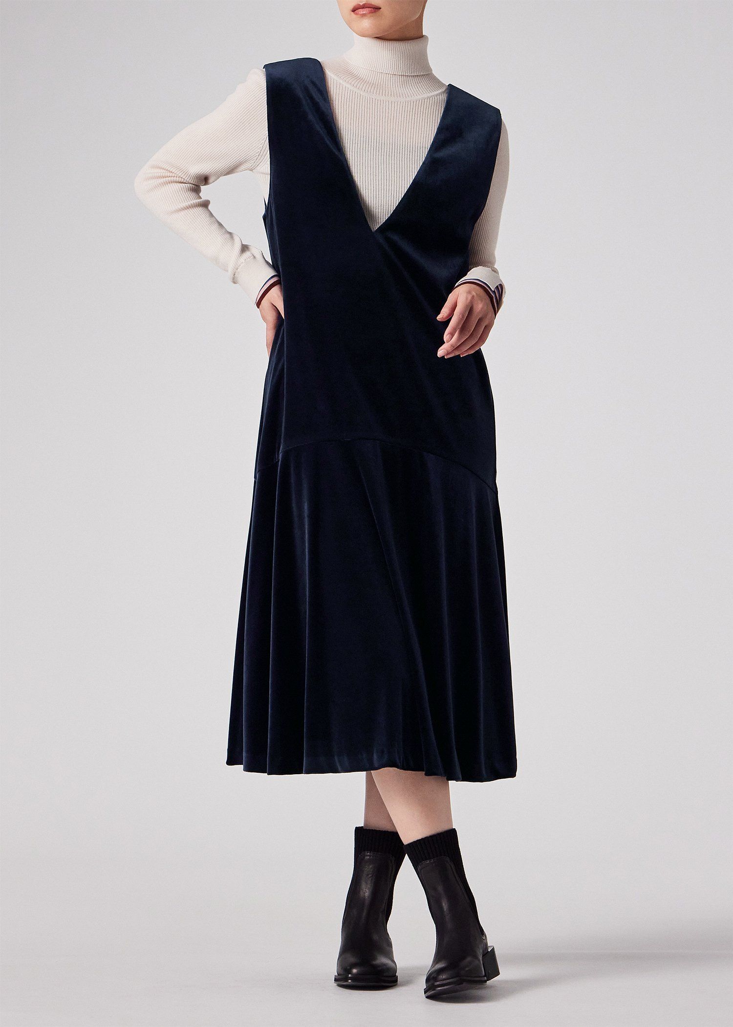 ウィメンズ マットベロア ノースリーブドレス