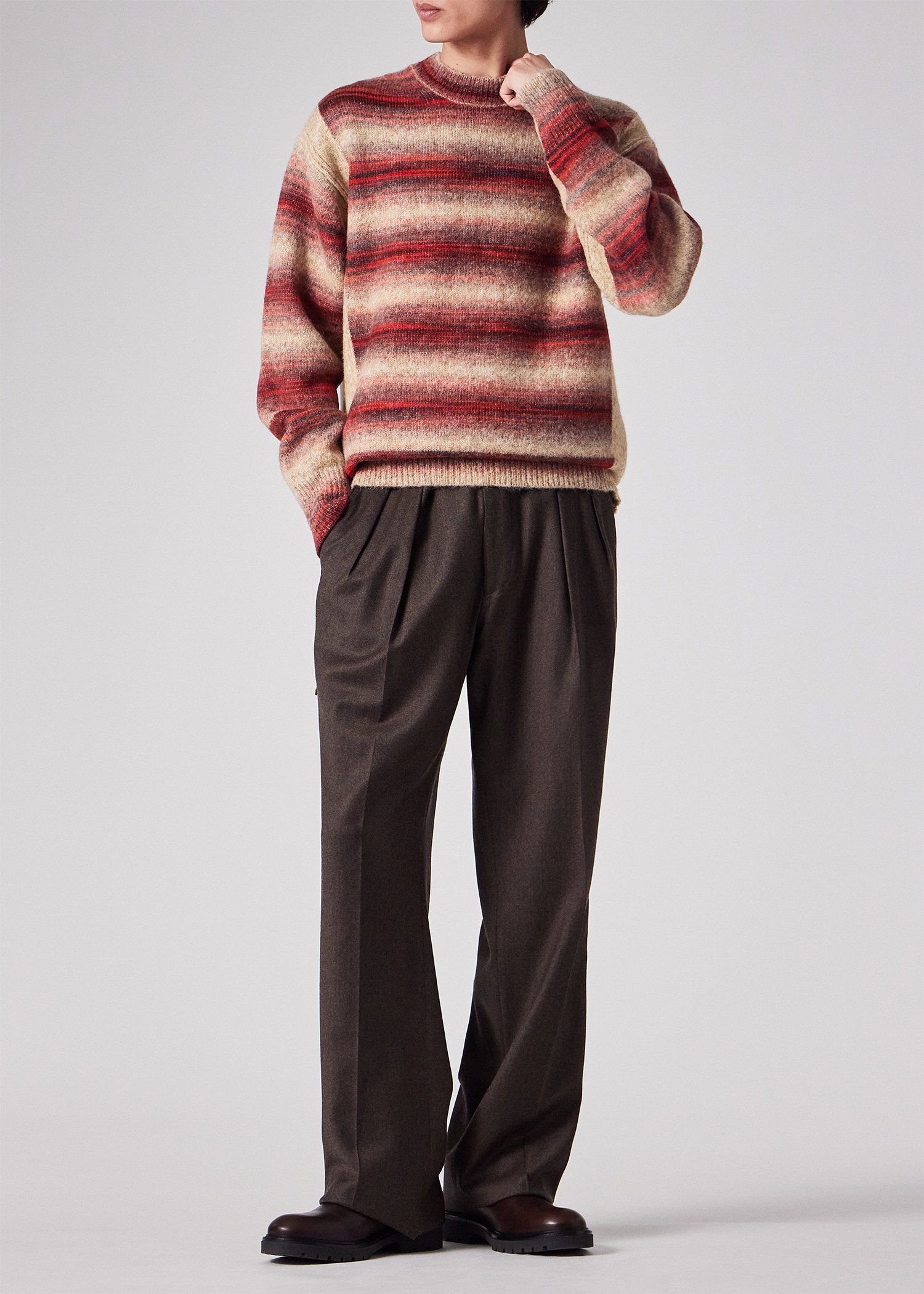 アルパカミックス シャギーボーダーニット