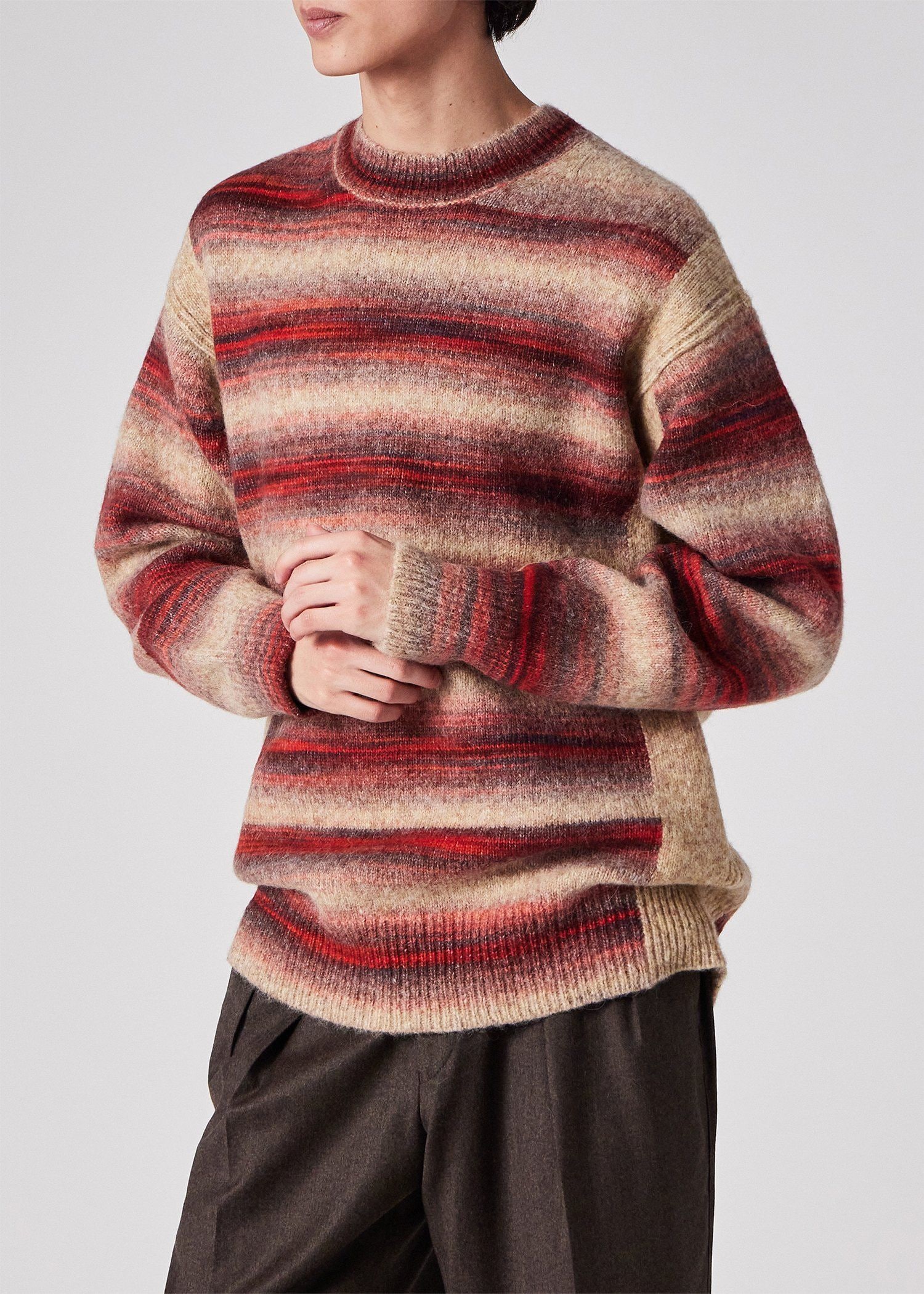 アルパカミックス シャギーボーダーニット