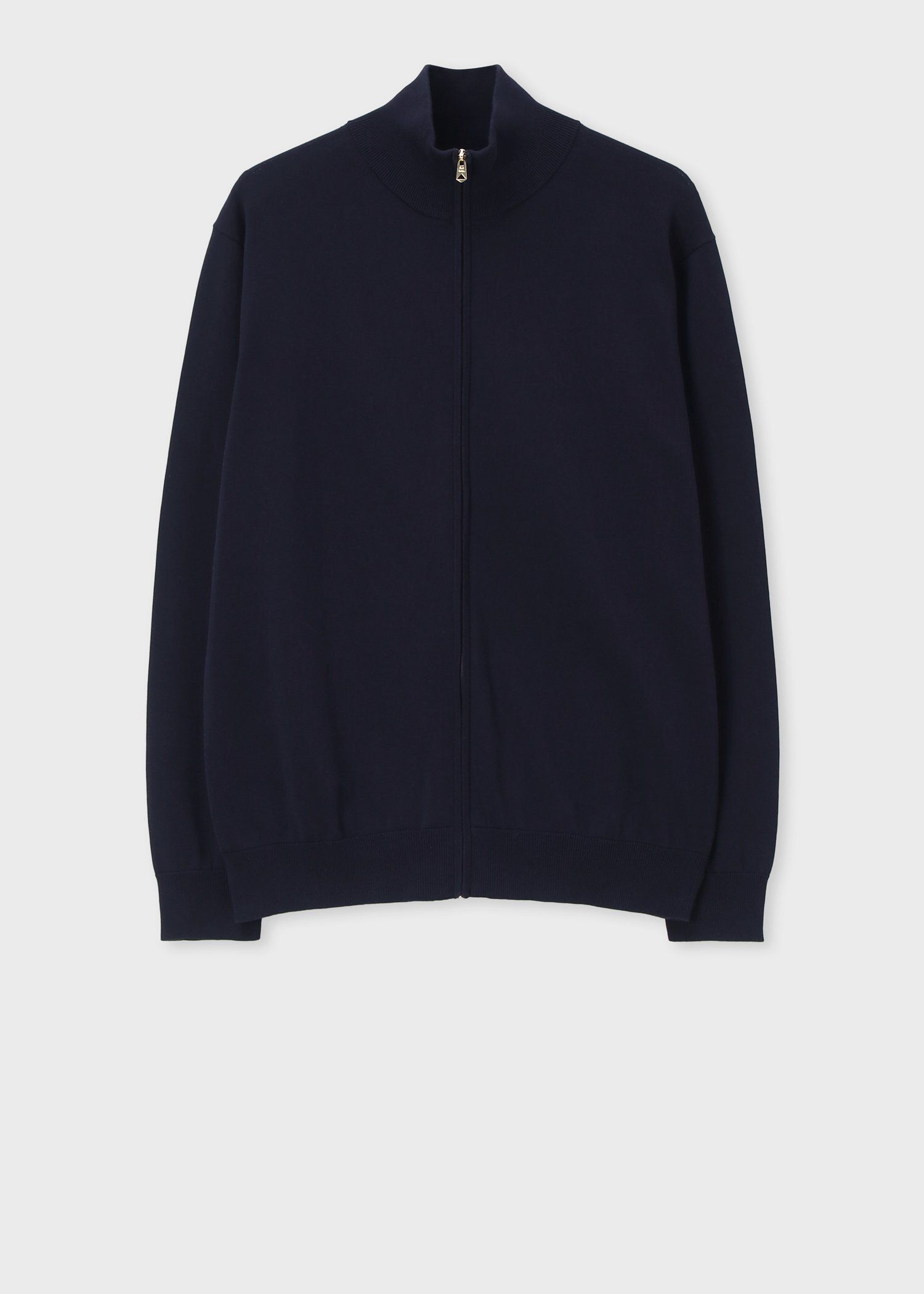 シグネチャーストライプディテール フロントジップニット（ネイビー