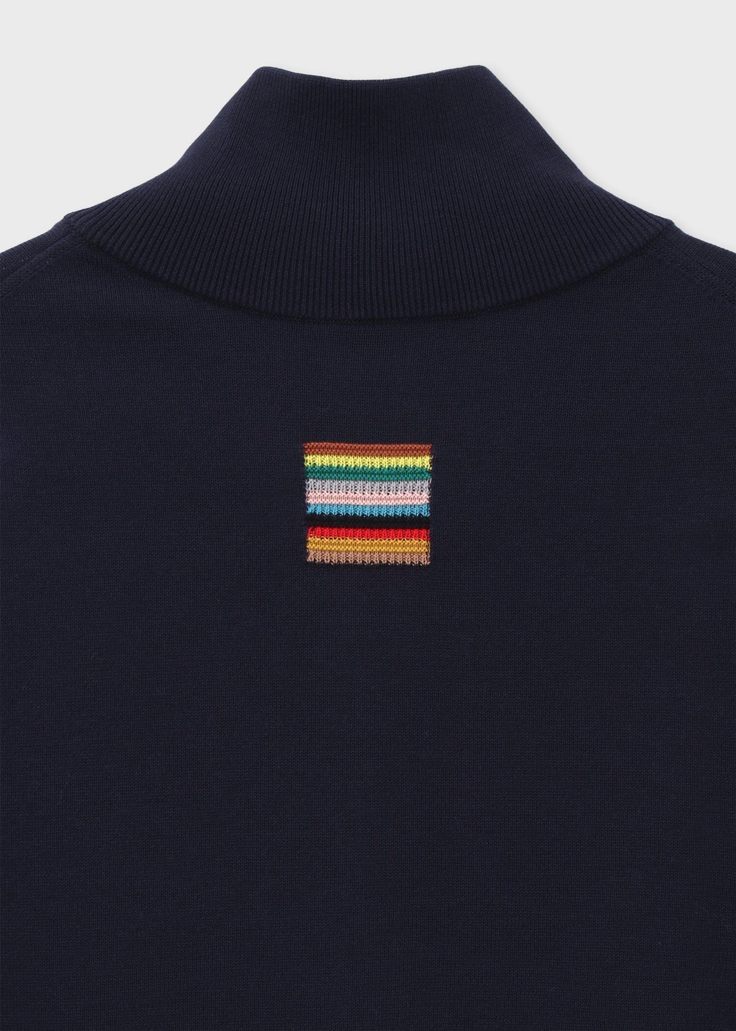 シグネチャーストライプディテール フロントジップニット（ネイビー