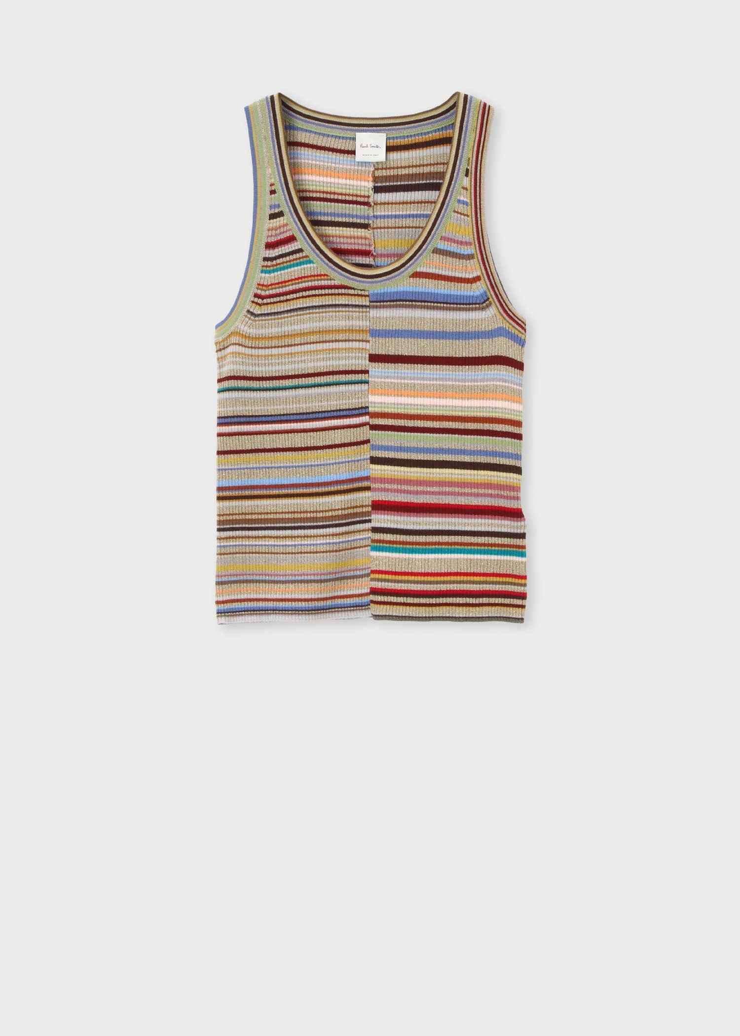 ウィメンズ "Signature Stripe" グリッターノースリーブニット