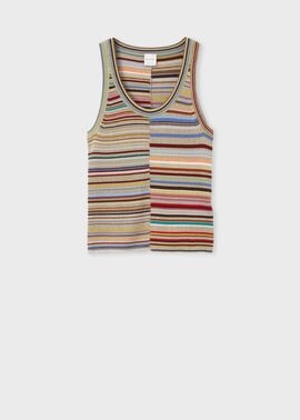 ウィメンズ "Signature Stripe" グリッターノースリーブニット