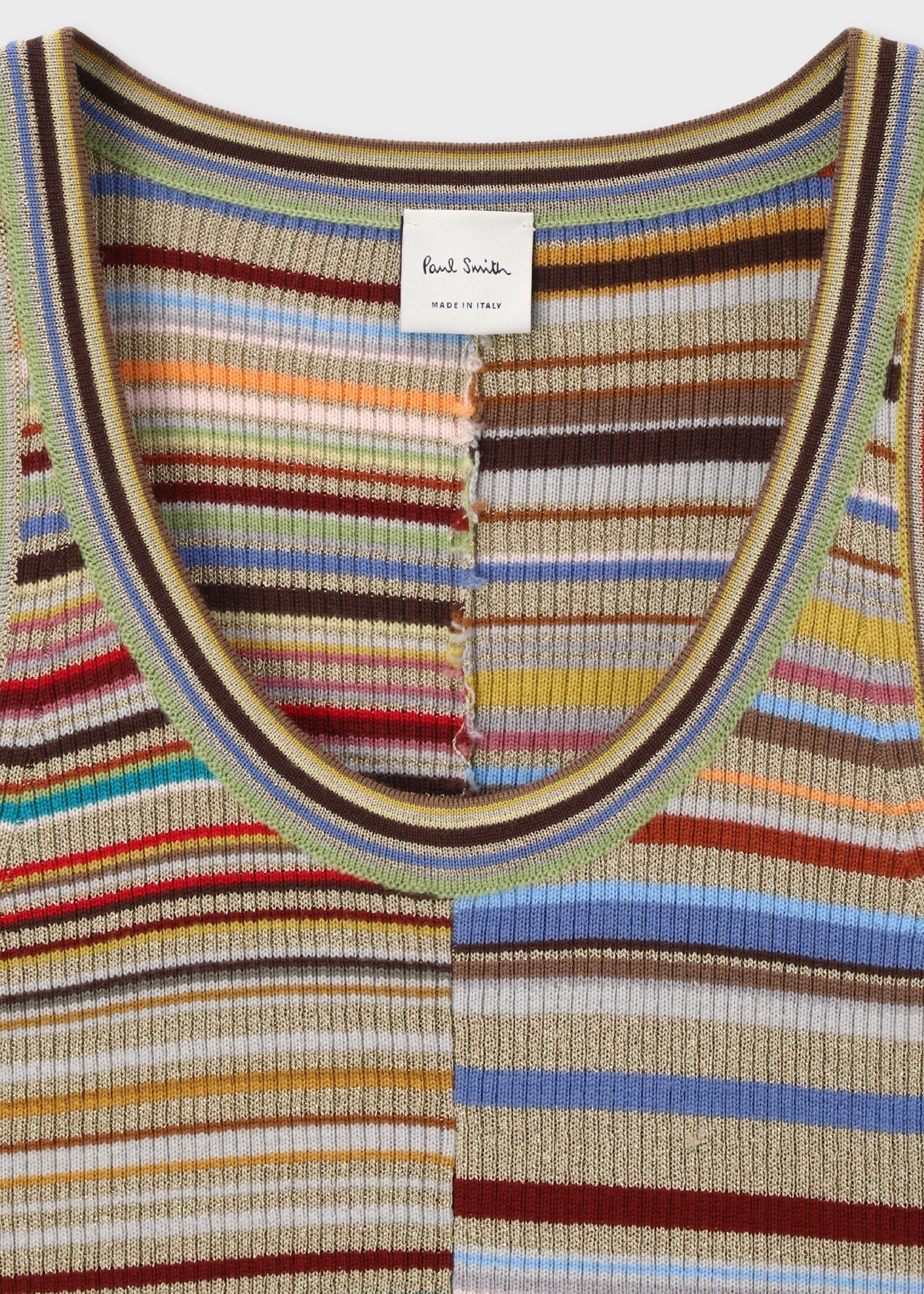 ウィメンズ "Signature Stripe" グリッターノースリーブニット