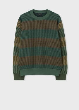 マルチカラーボーダー クルーネックニット
