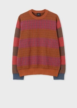 マルチカラーボーダー クルーネックニット