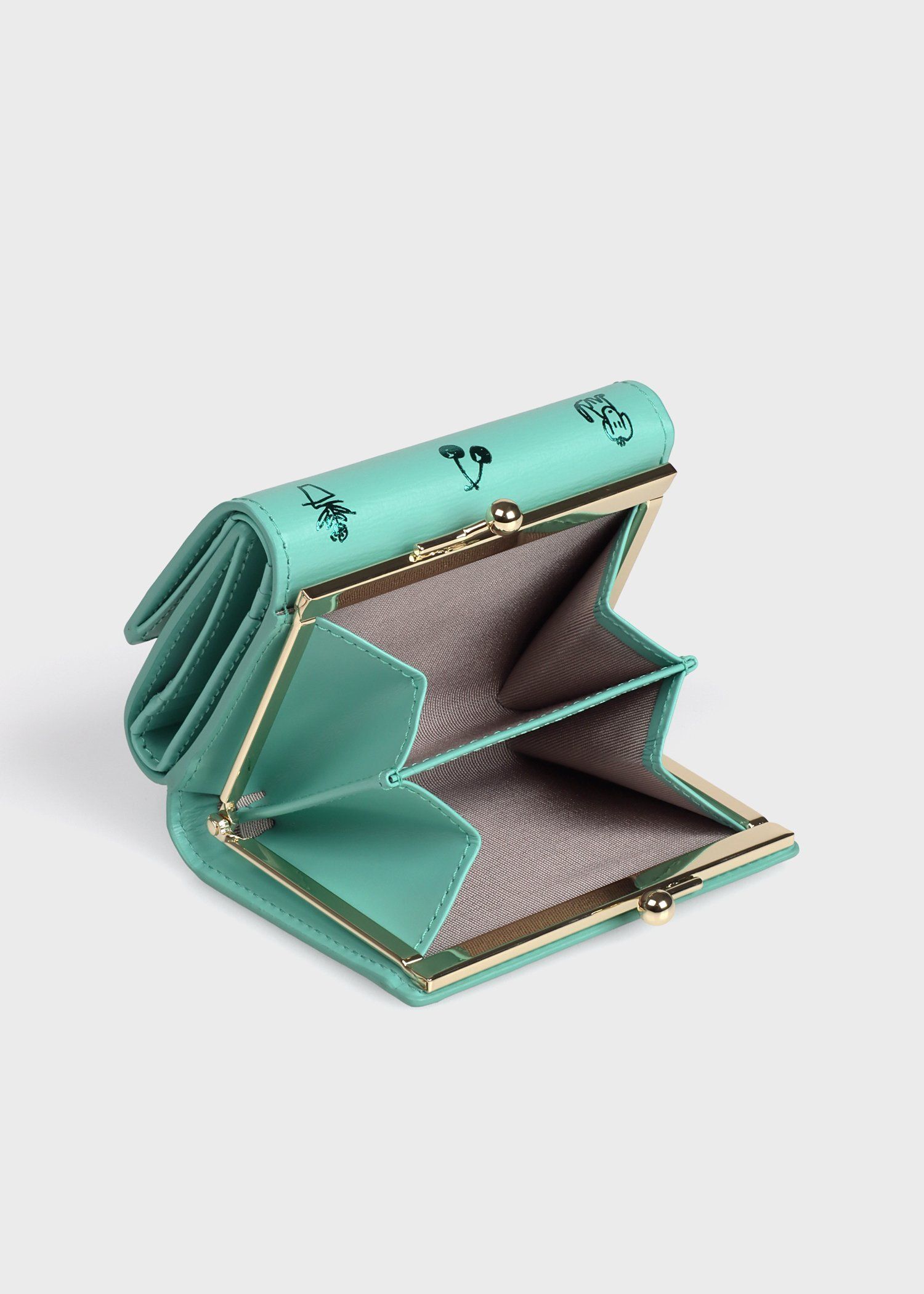 カラードゥードゥル 3つ折りがま口財布（ミントグリーン） ｜ポール