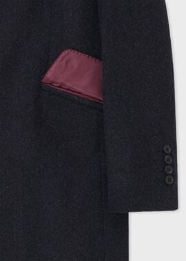 ヘリンボーン ウールカシミヤ ステンカラーコート（ネイビー