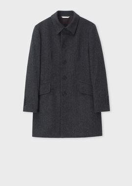 ヘリンボーン ウールカシミヤ ステンカラーコート