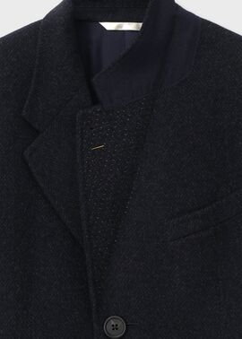 ヘリンボーン ウールカシミヤ チェスターコート（ネイビー） ｜ポール