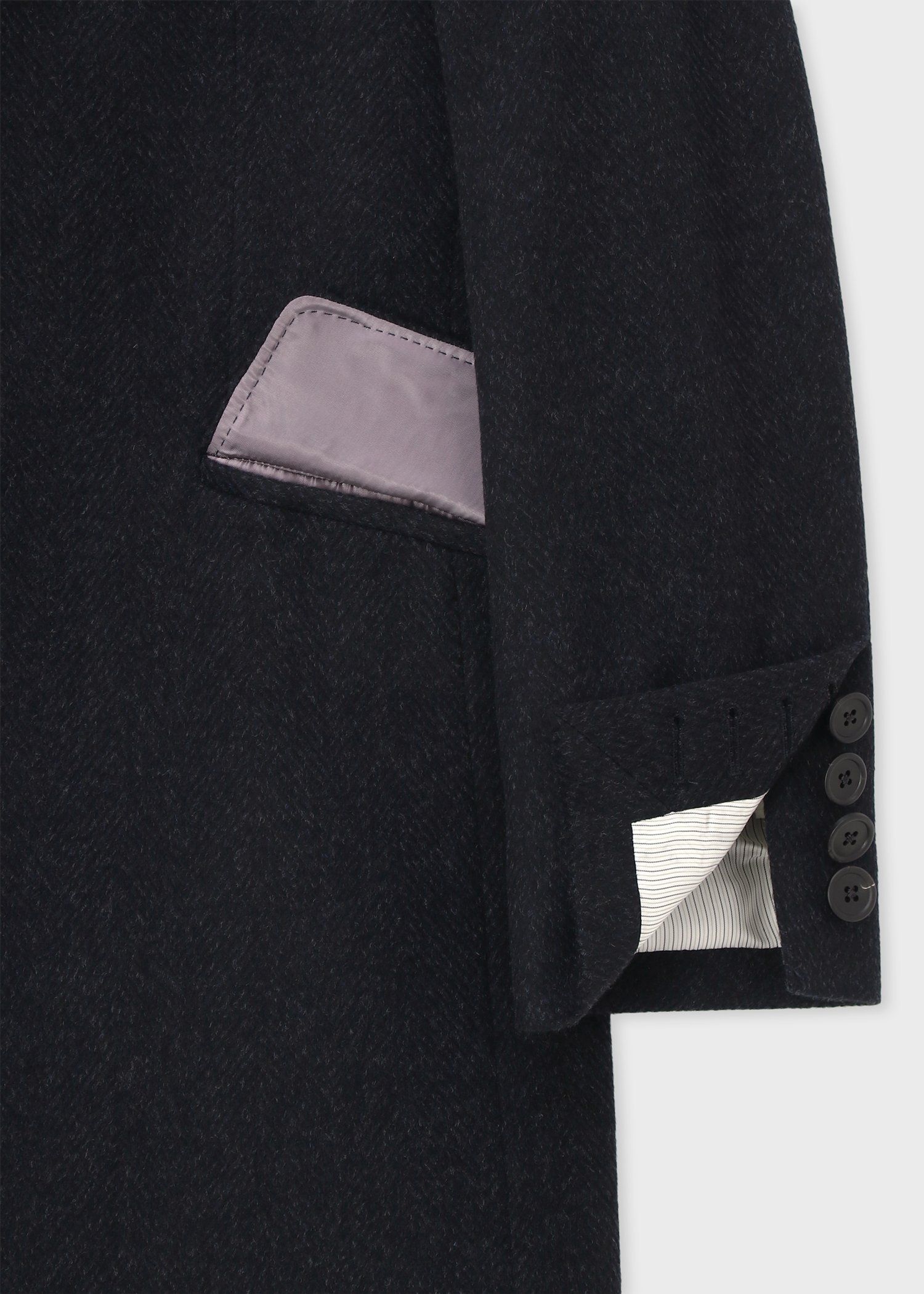 ヘリンボーン ウールカシミヤ チェスターコート（ネイビー） ｜ポール