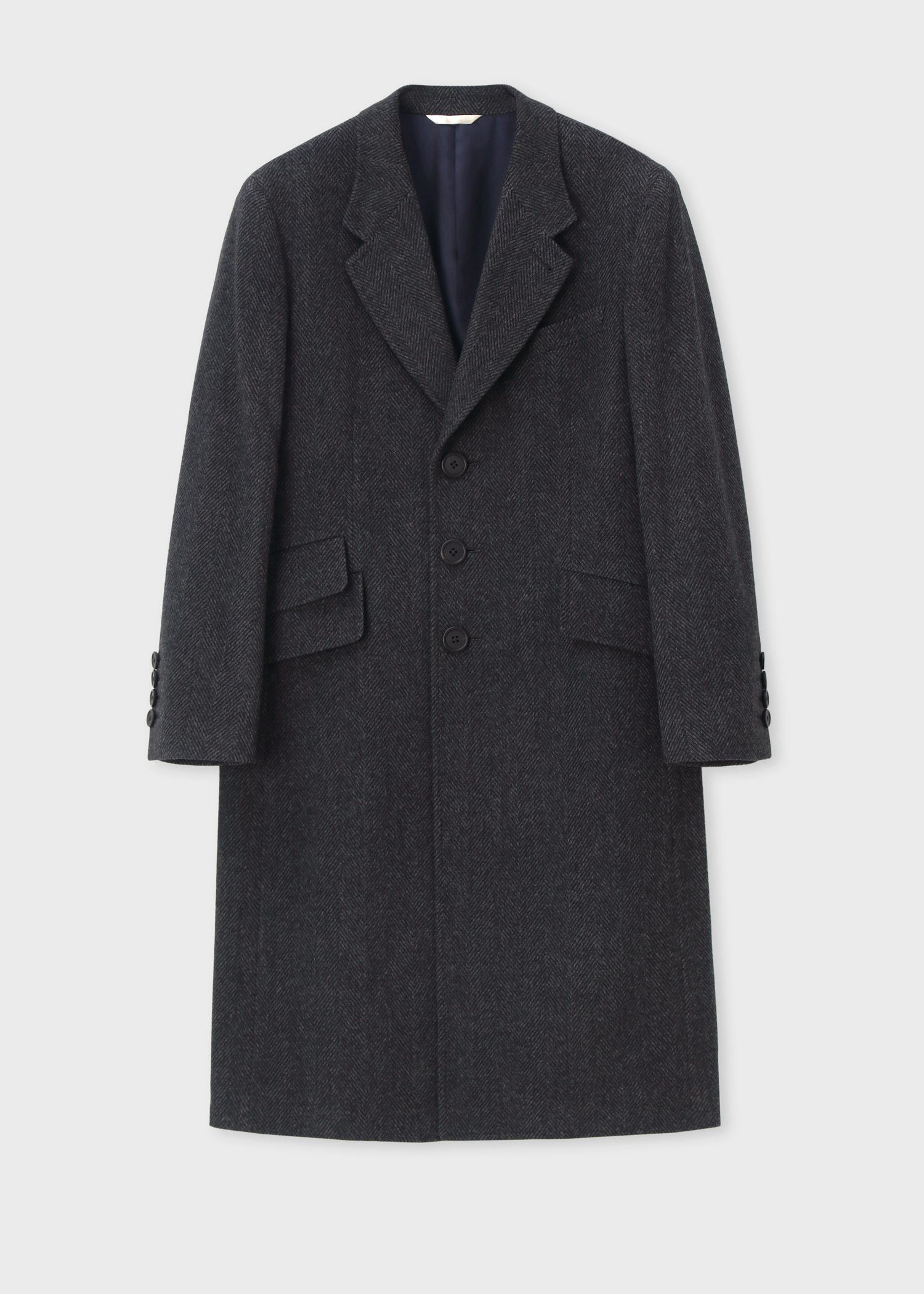 ヘリンボーン ウールカシミヤ チェスターコート（ネイビー） ｜ポール
