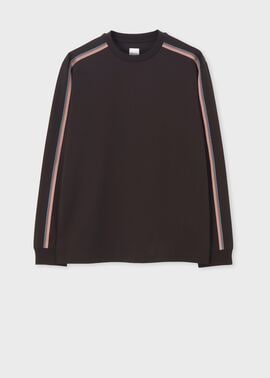 シグネチャーストライプテープ 長袖Tシャツ（ダークブラウン