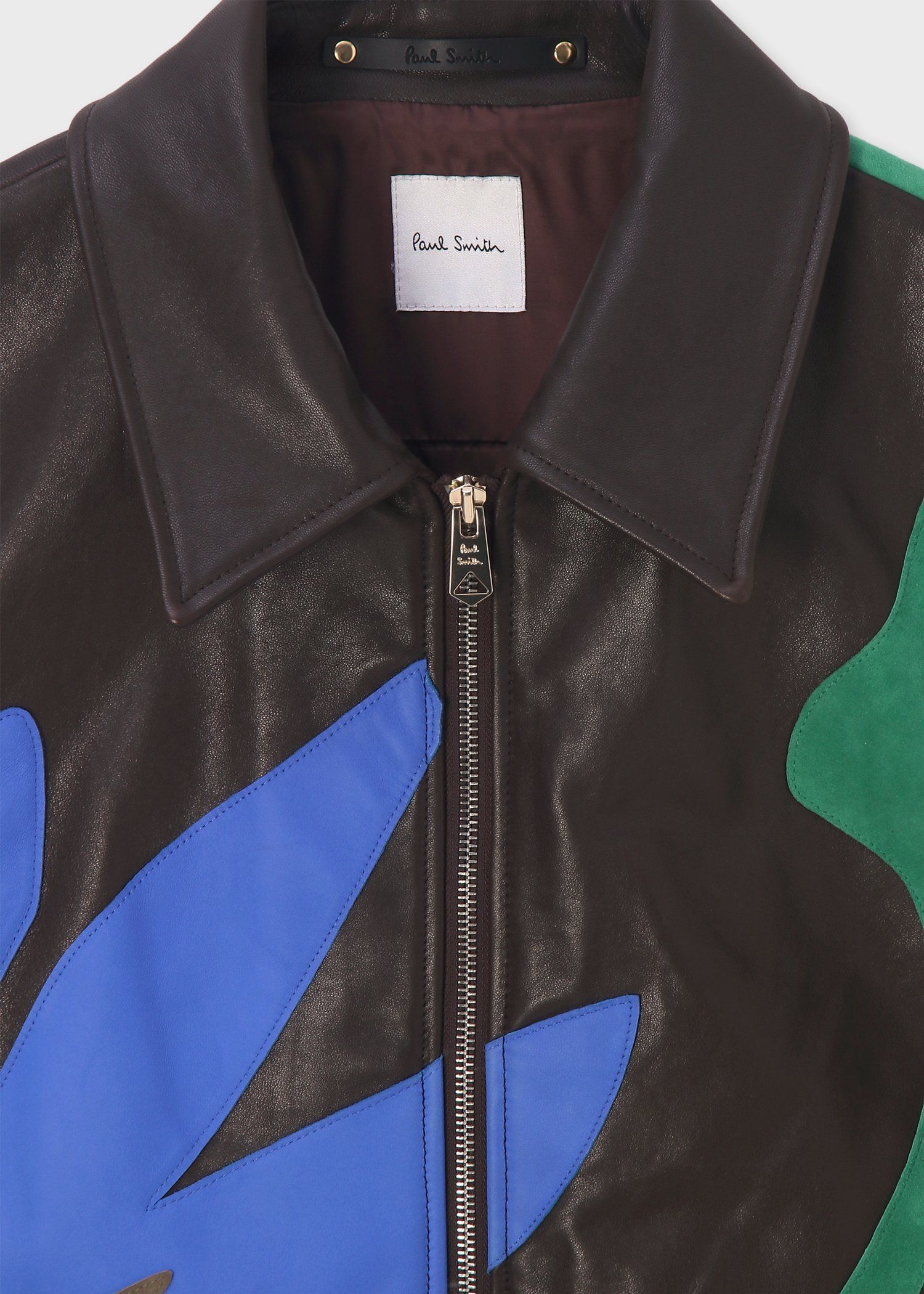 カラーブロックフローラル レザーブルゾン