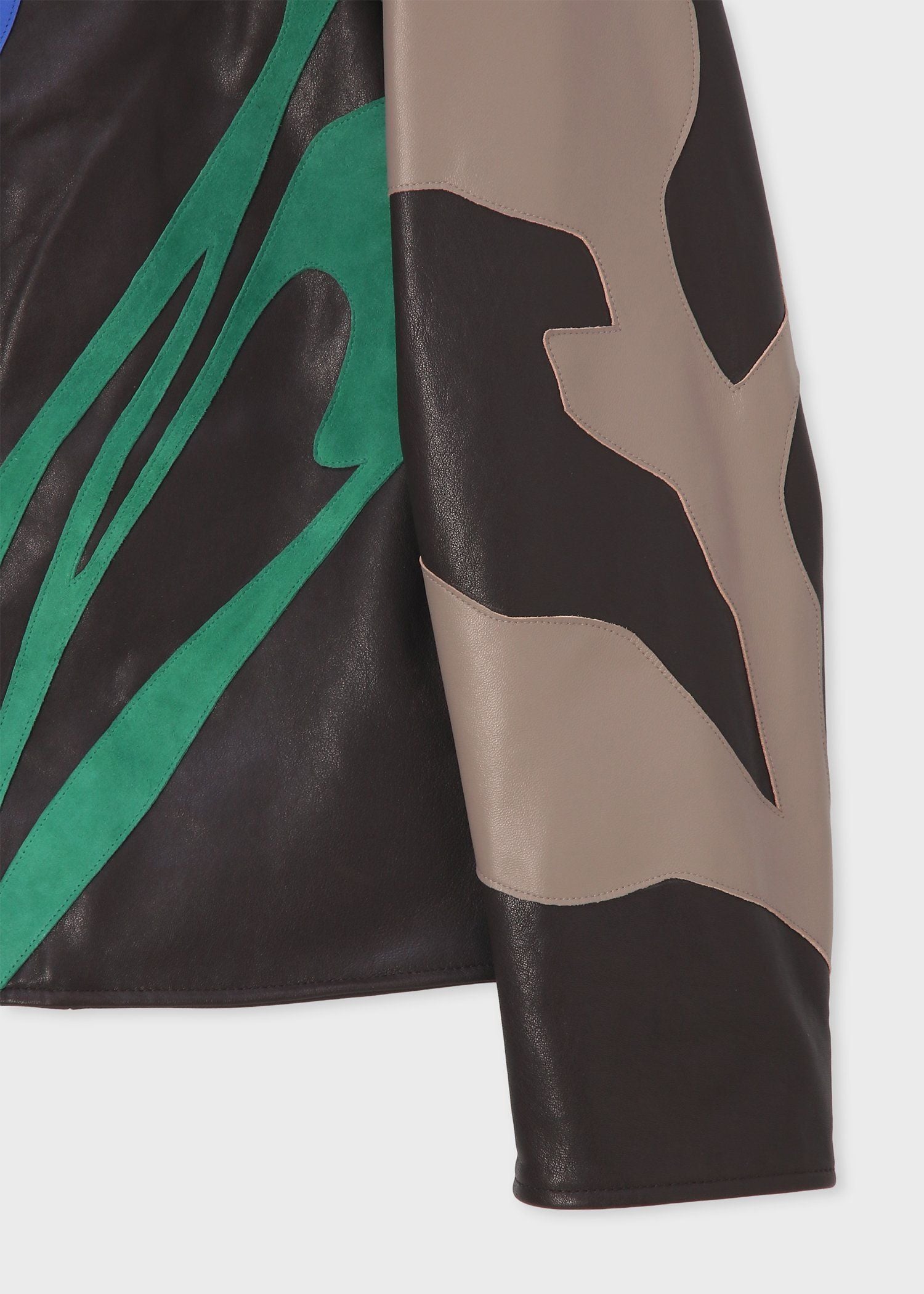 カラーブロックフローラル レザーブルゾン